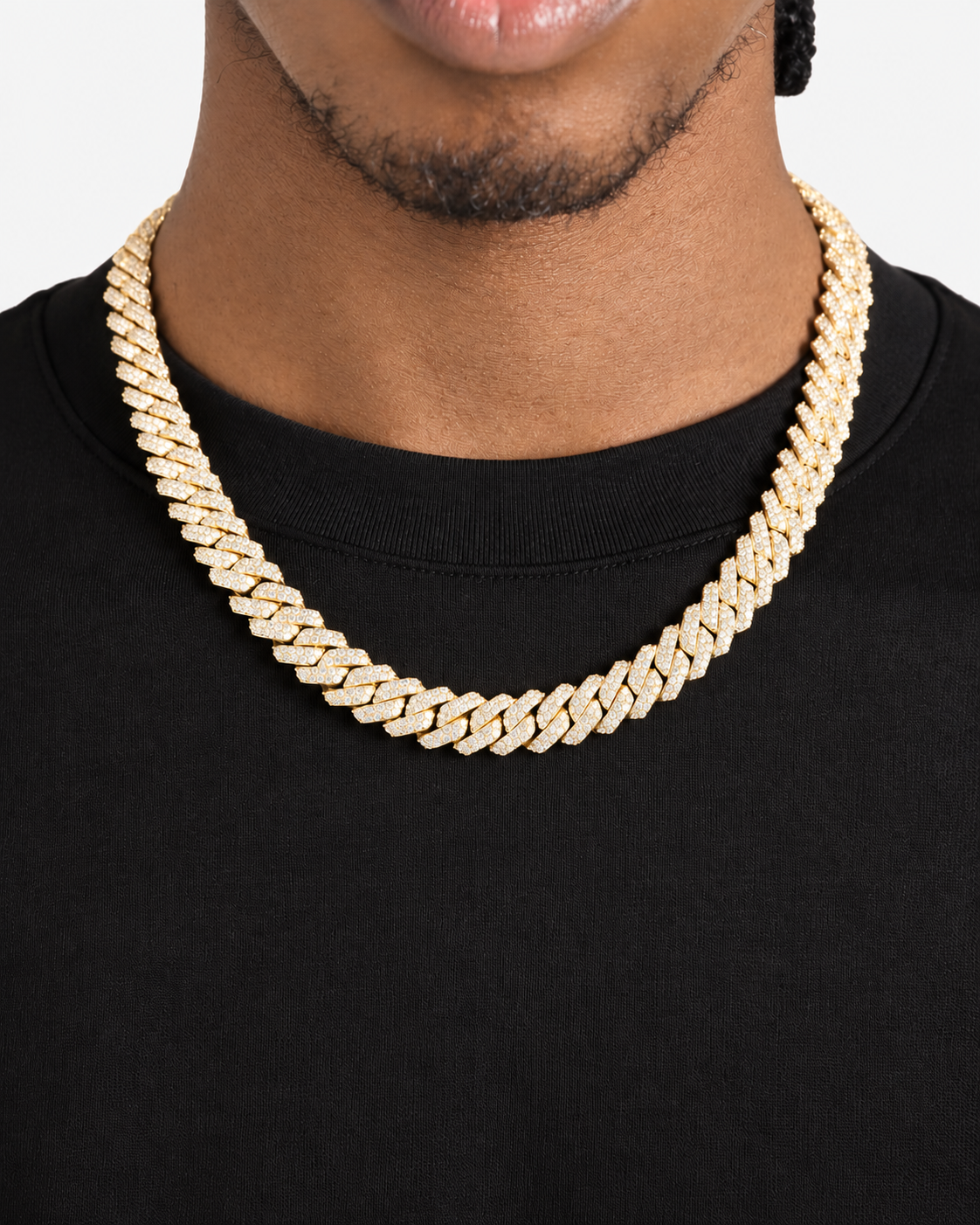 CUBAN ICE HALSBAND MOISSANITE S925 - GULD (Specialbeställning)