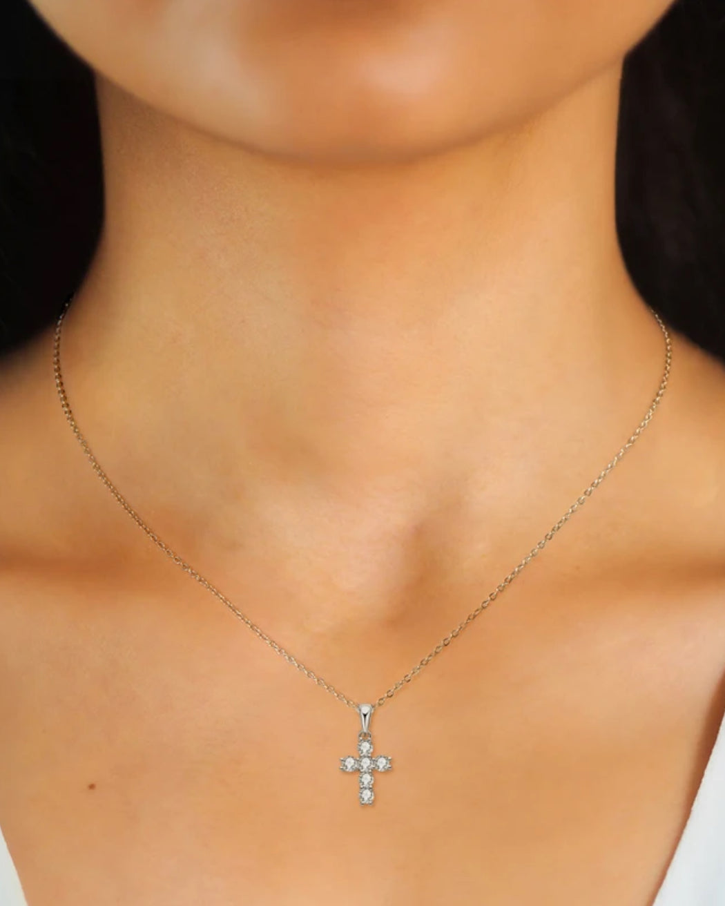 DIAMANT KORS HALSBAND MOISSANITE S925 - SILVER