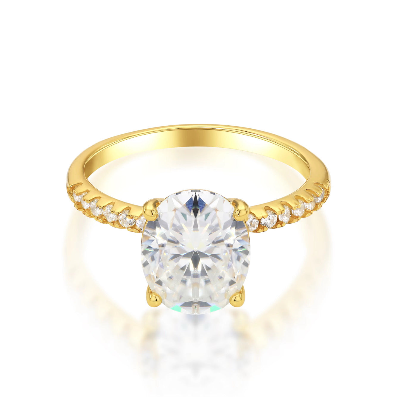DIAMANT RING OVAL MOISSANITE S925 - GULD