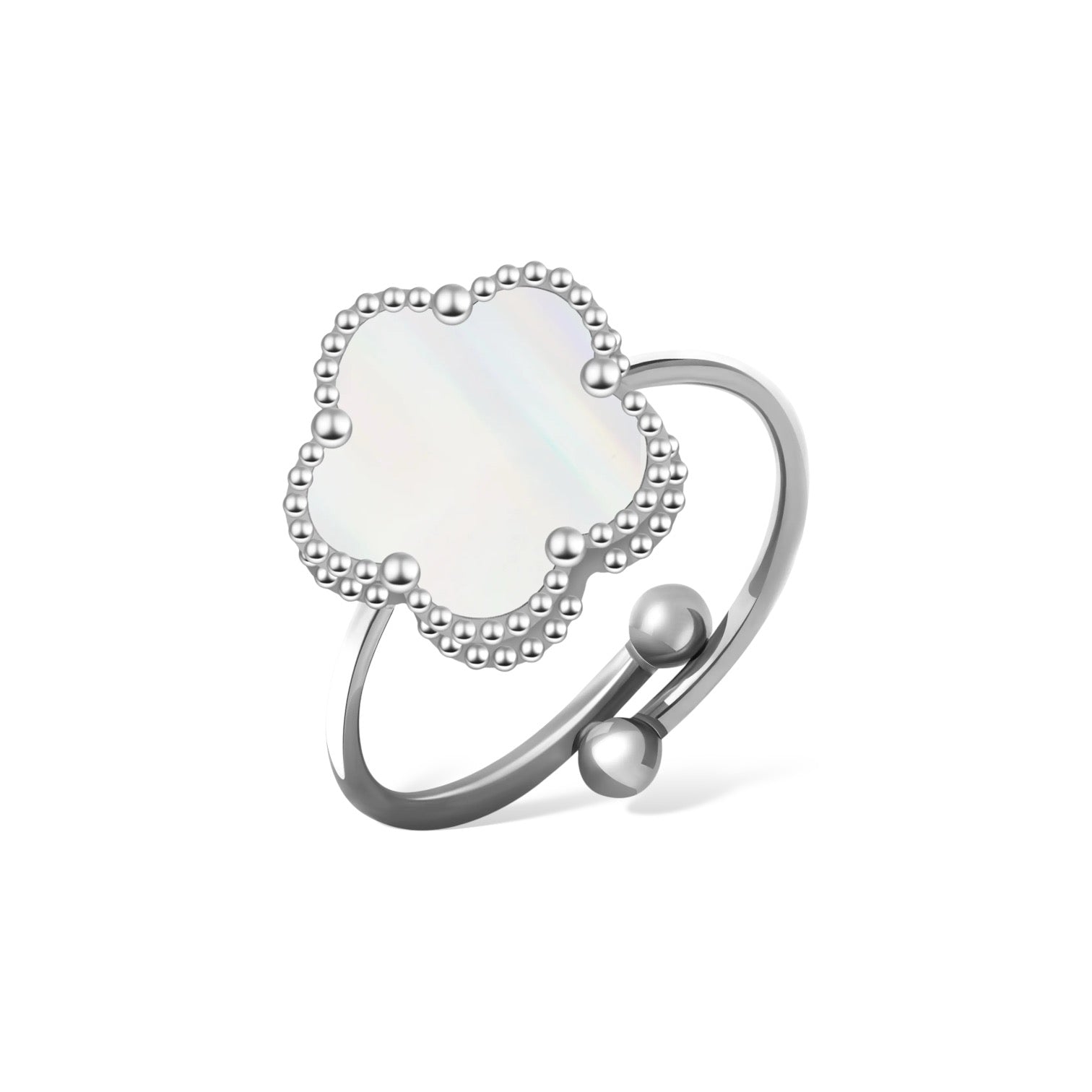 RING FIORI - SILVER/VIT