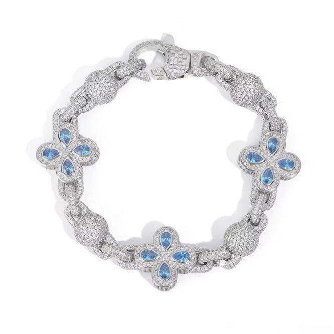 FIORI GLOBE DIAMANT ARMBAND - SILVER/BLÅ