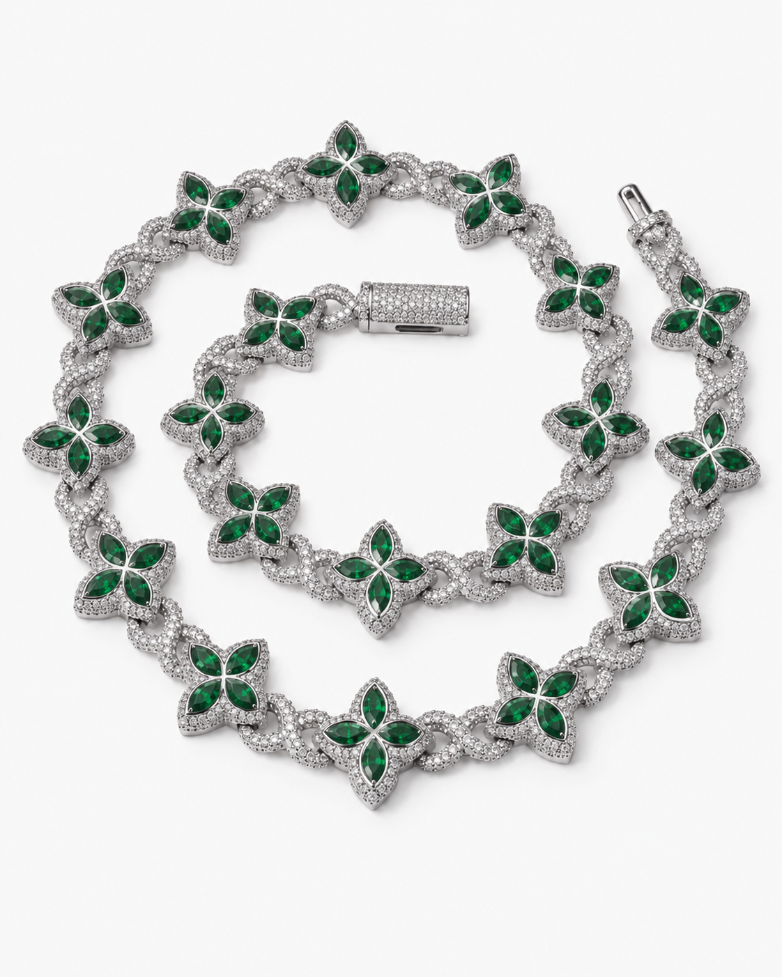 INFINITY FIORI DIAMANT HALSBAND - SILVER/GRÖN
