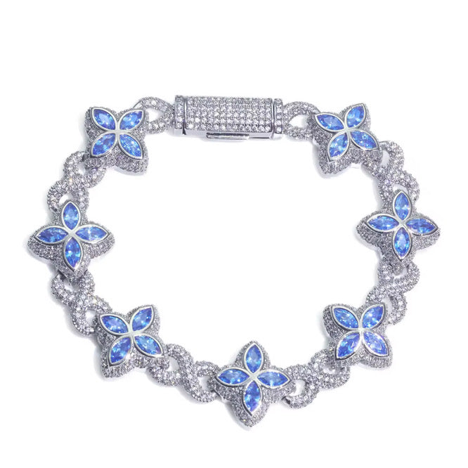 INFINITY FIORI DIAMANT ARMBAND - SILVER/BLÅ