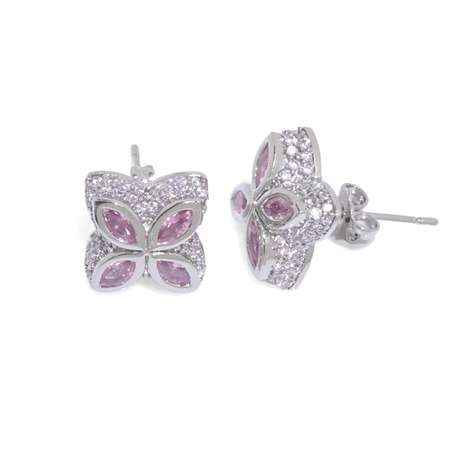 INFINITY FIORI DIAMANT ÖRHÄNGEN - SILVER/ROSA