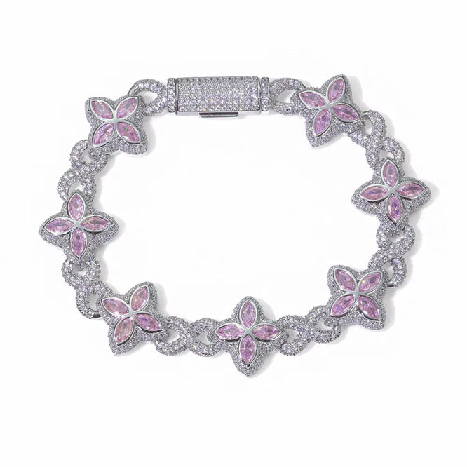 INFINITY FIORI DIAMANT ARMBAND - SILVER/ROSA