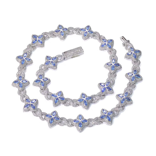 INFINITY FIORI DIAMANT HALSBAND - SILVER/BLÅ
