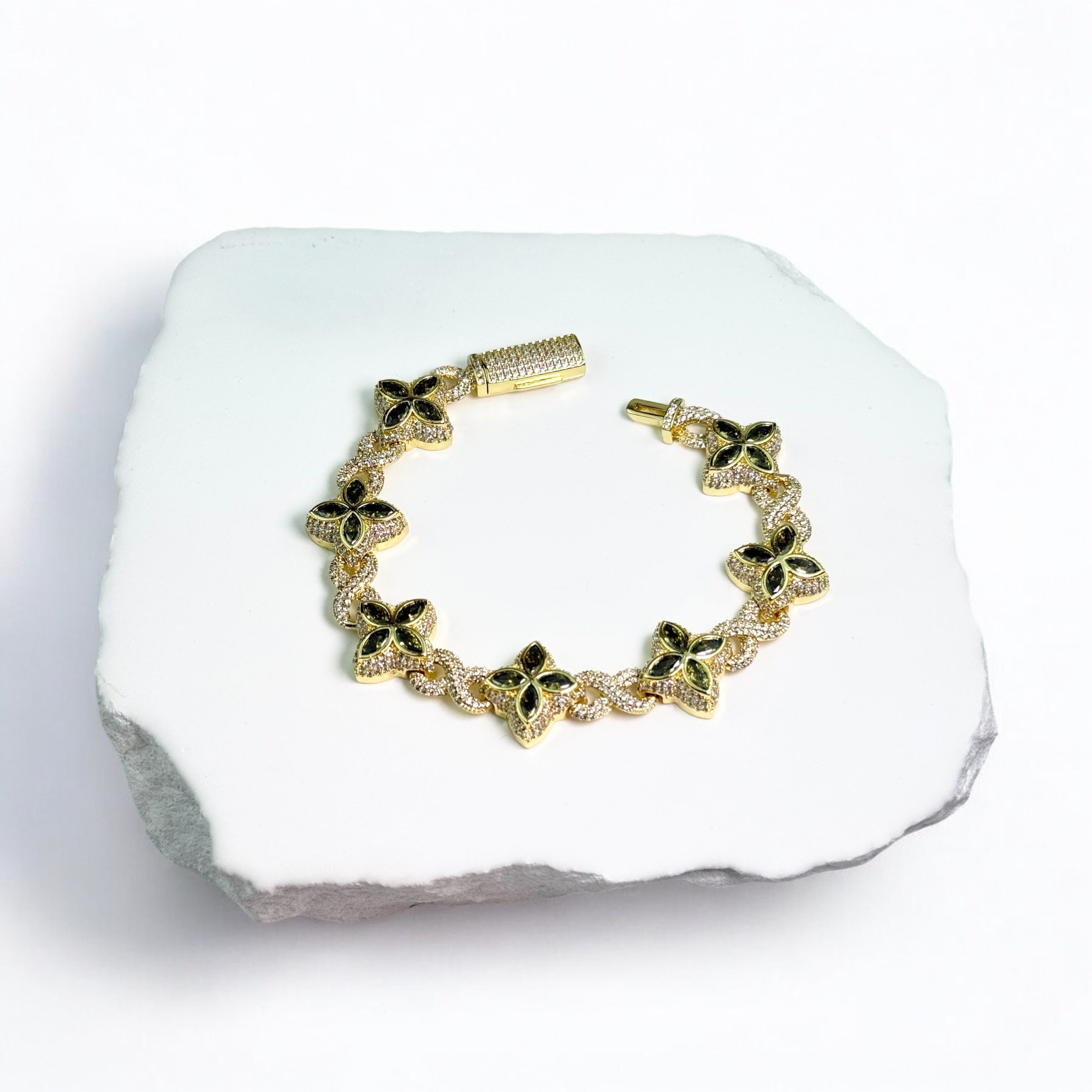 INFINITY FIORI DIAMANT ARMBAND - GULD/GRÖN