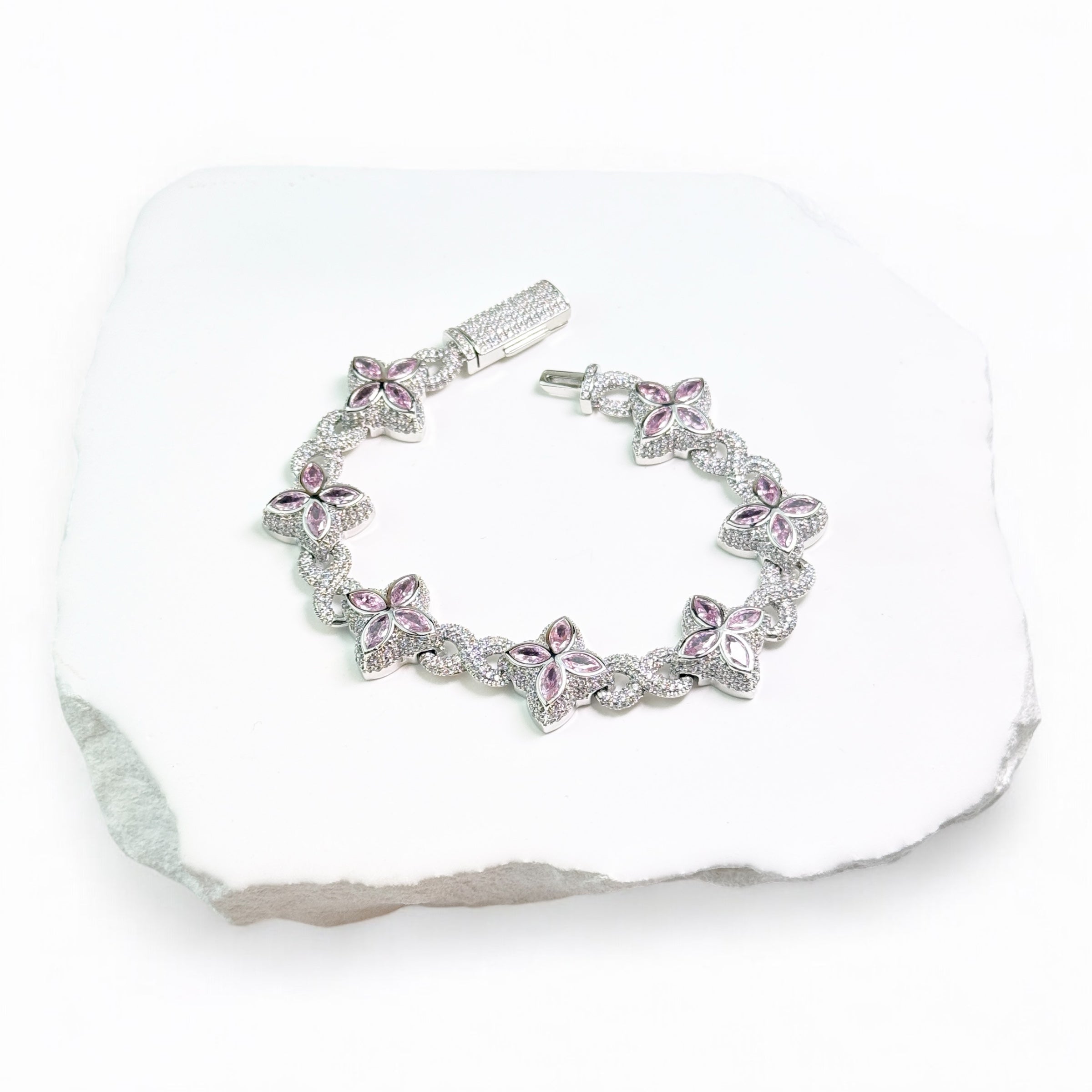 INFINITY FIORI DIAMANT ARMBAND - SILVER/ROSA