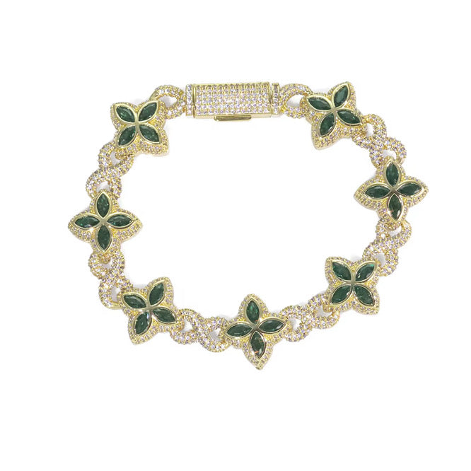 INFINITY FIORI DIAMANT ARMBAND - GULD/GRÖN