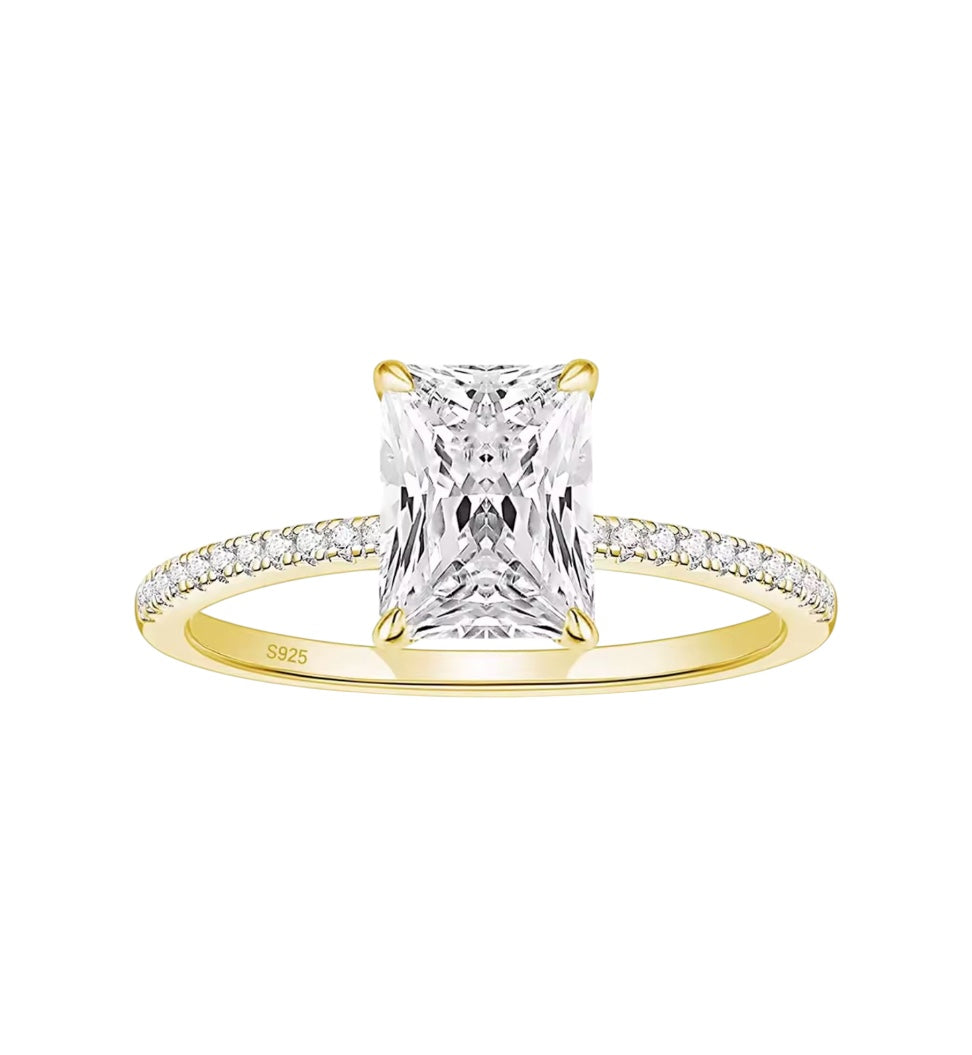 DIAMANT RING RADIANT MOISSANITE S925 - GULD