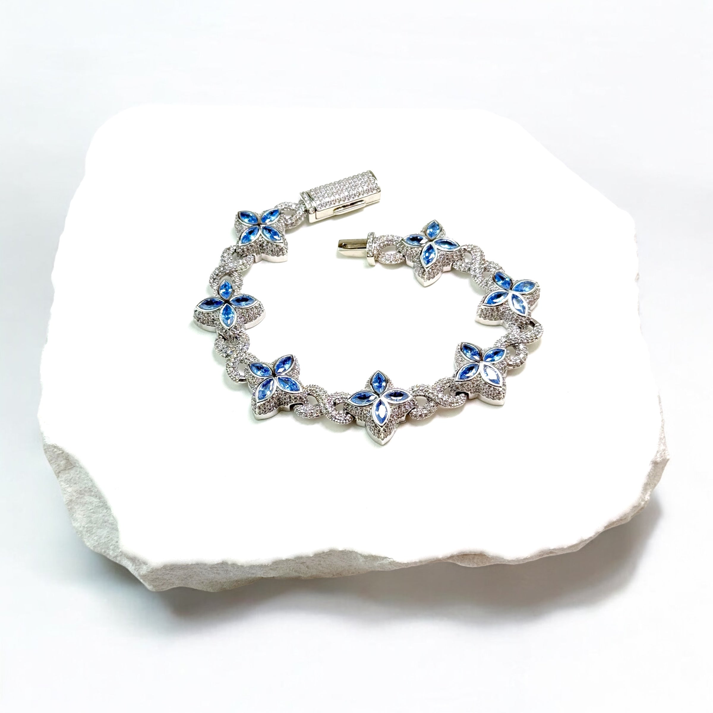 INFINITY FIORI DIAMANT ARMBAND - SILVER/BLÅ