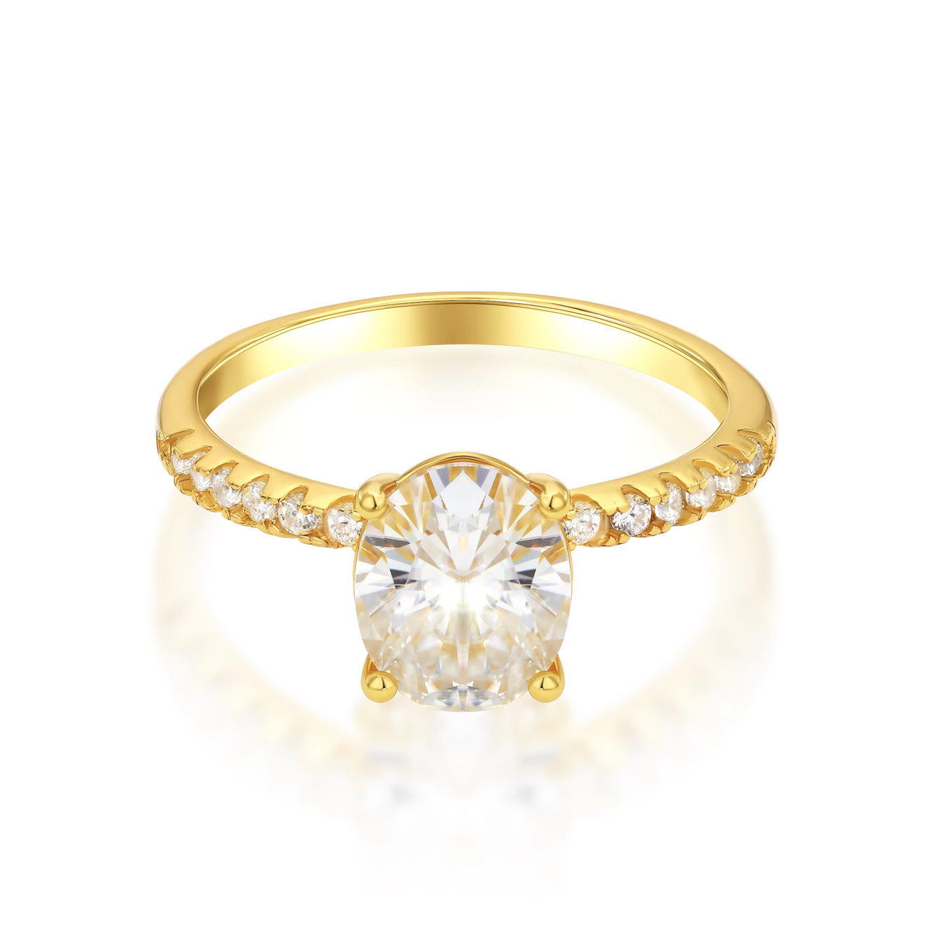 DIAMANT RING OVAL MOISSANITE S925 - GULD