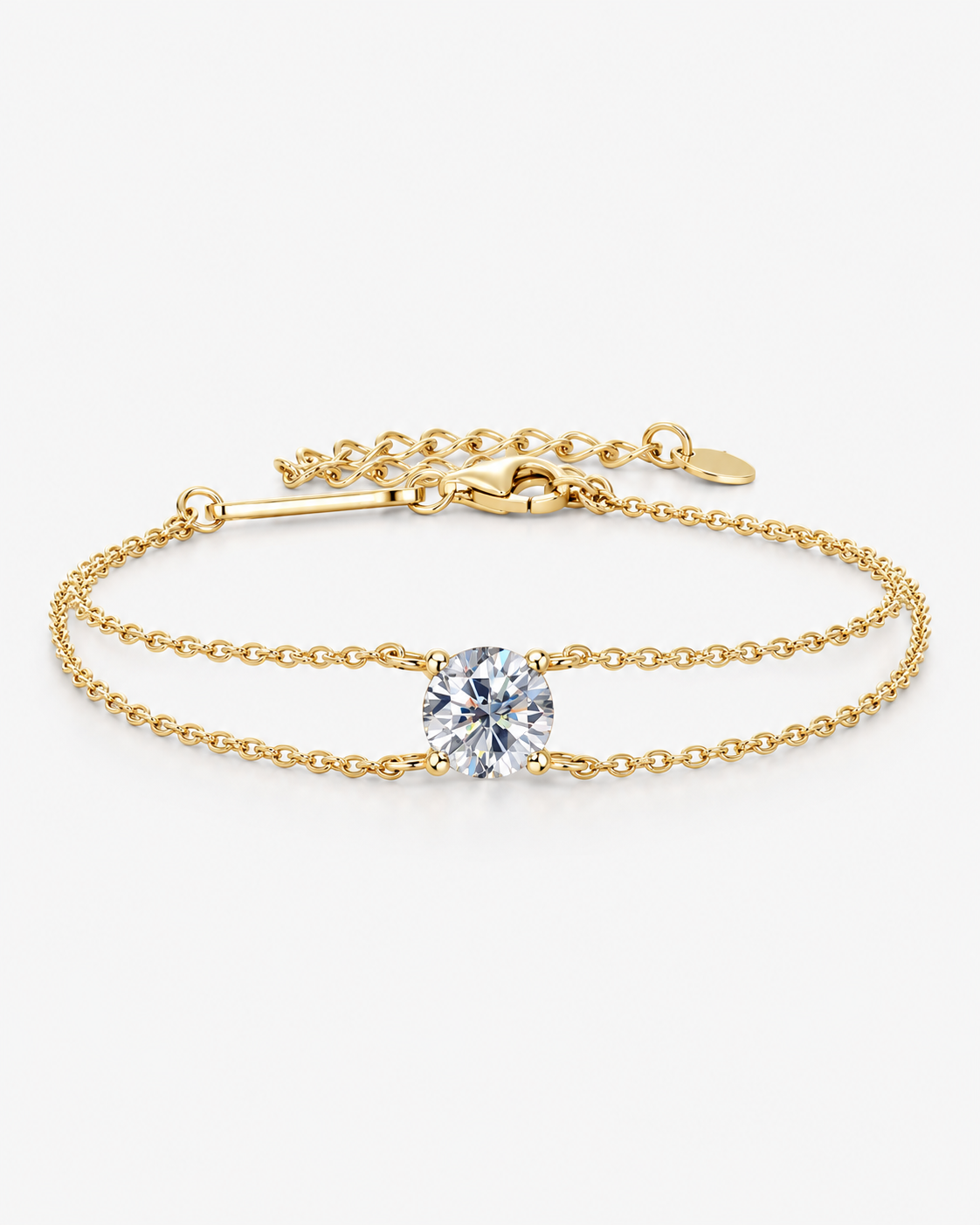 SINGEL DIAMANT ARMBAND MOISSANITE S925 - GULD