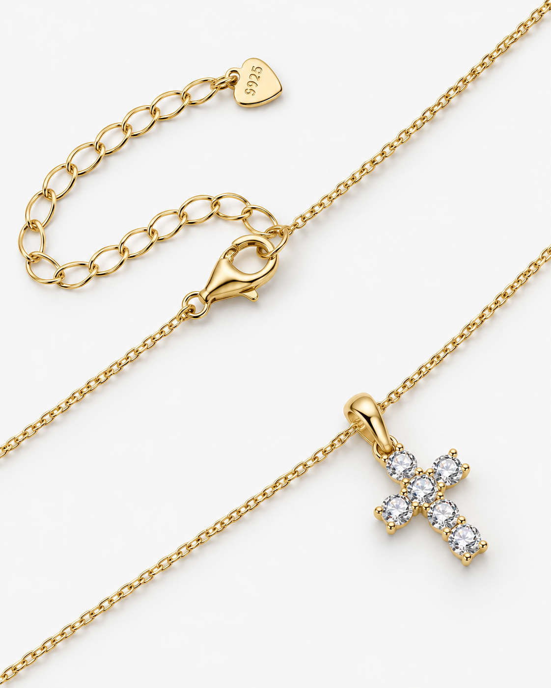 DIAMANT KORS HALSBAND MOISSANITE S925 - GULD