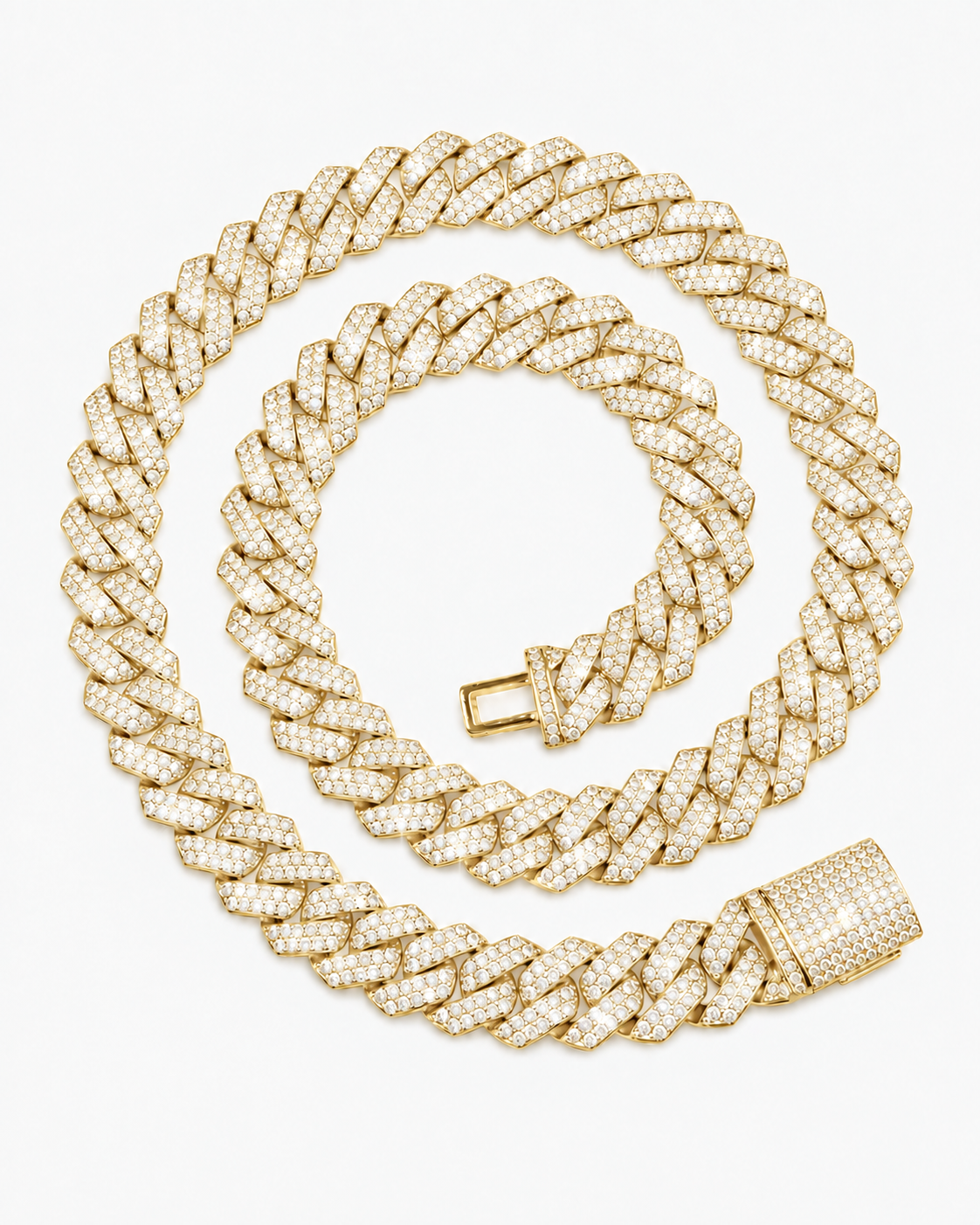 CUBAN ICE HALSBAND MOISSANITE S925 - GULD (Specialbeställning)
