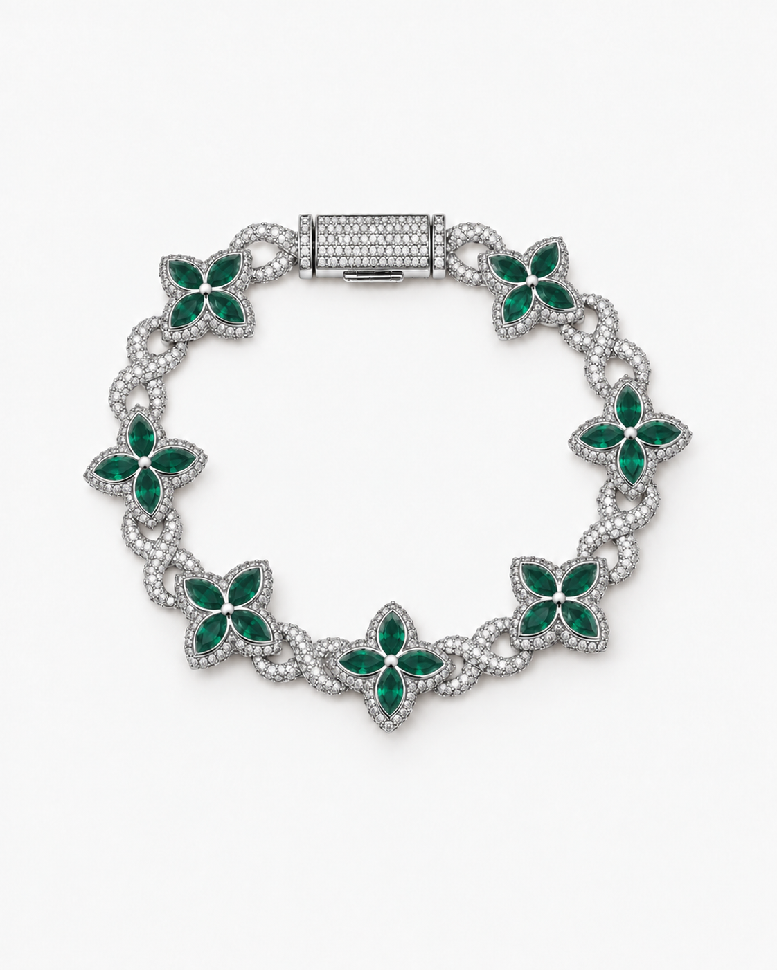 INFINITY FIORI DIAMANT ARMBAND - SILVER/GRÖN