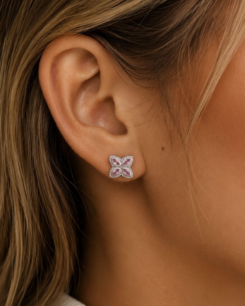 INFINITY FIORI DIAMANT ÖRHÄNGEN - SILVER/ROSA