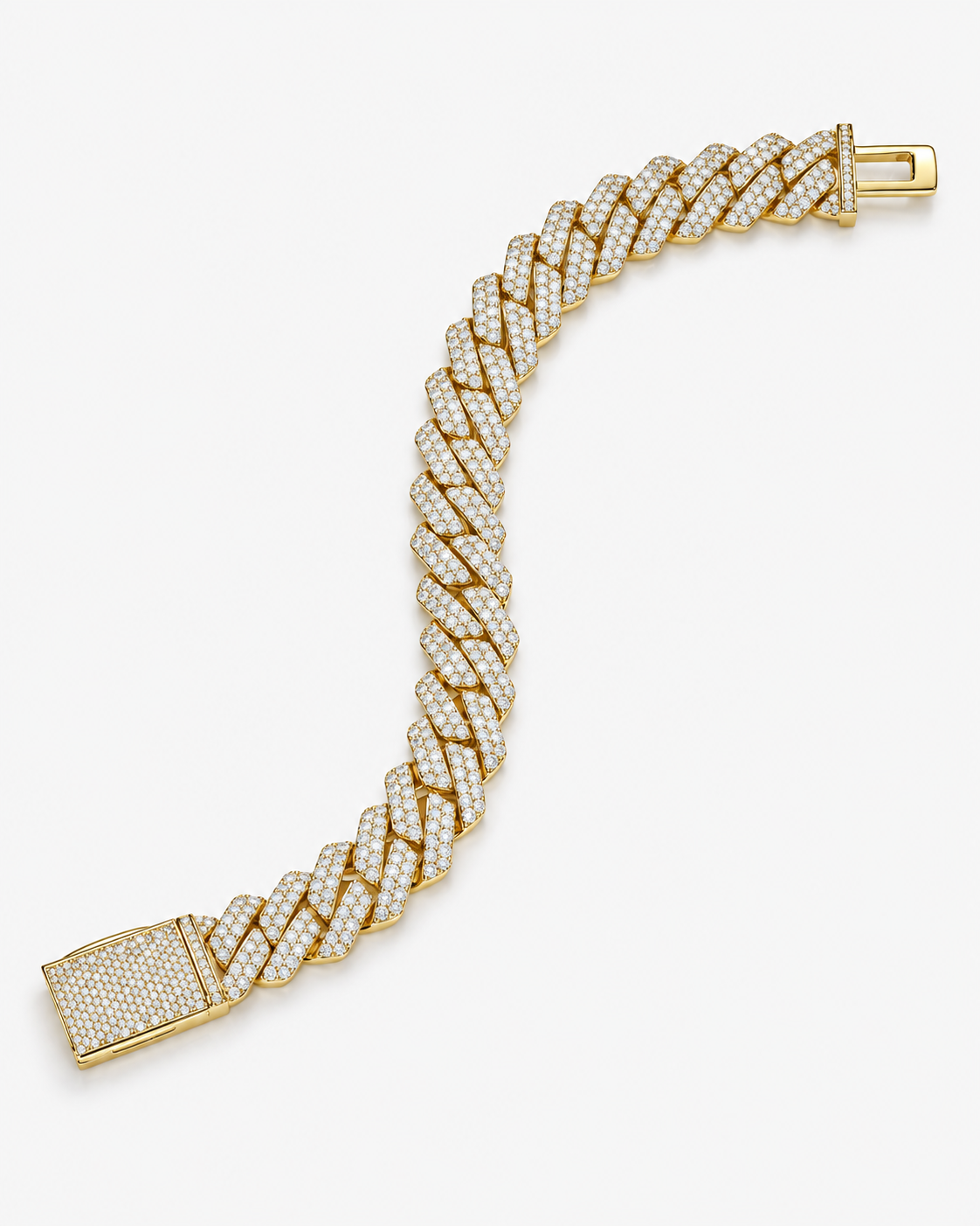 CUBAN ICE ARMBAND MOISSANITE S925 - GULD (Specialbeställning)