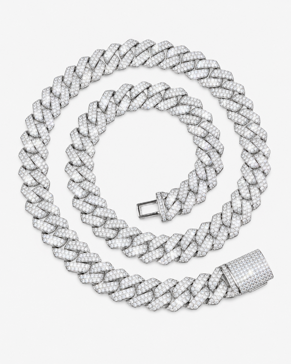 CUBAN ICE HALSBAND MOISSANITE S925 - SILVER (Specialbeställning)