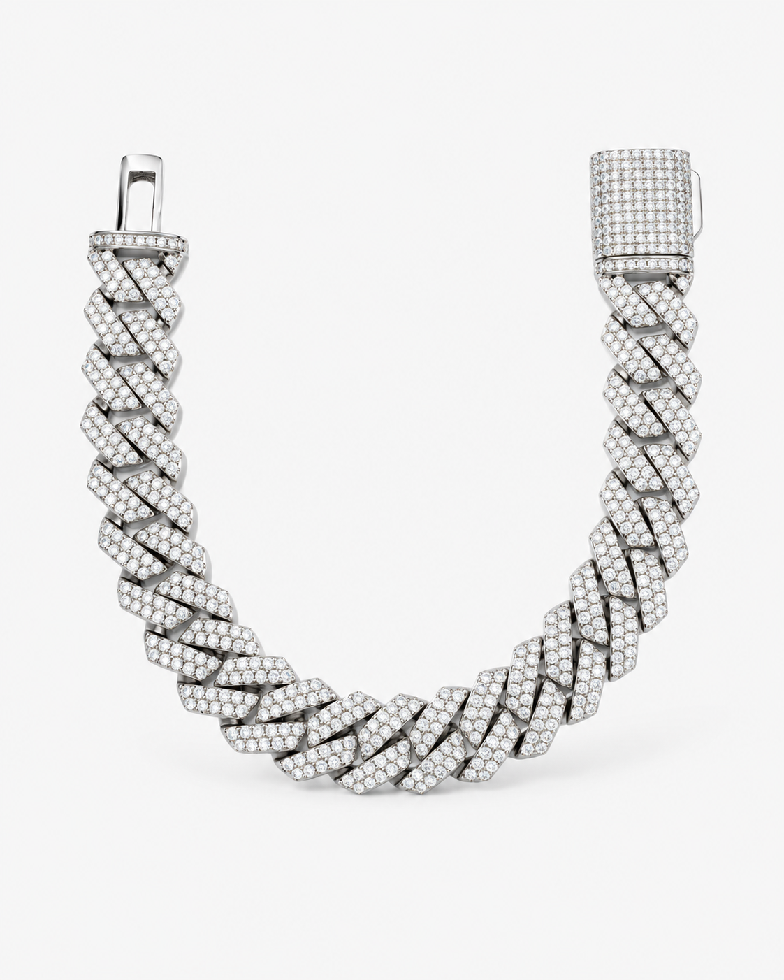 CUBAN ICE ARMBAND MOISSANITE S925 - SILVER (Specialbeställning)