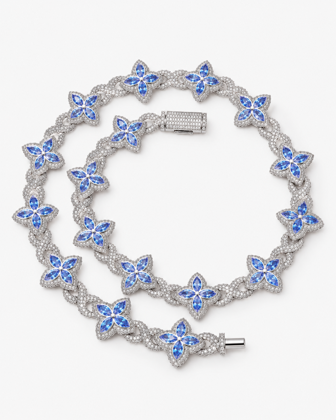 INFINITY FIORI DIAMANT HALSBAND - SILVER/BLÅ