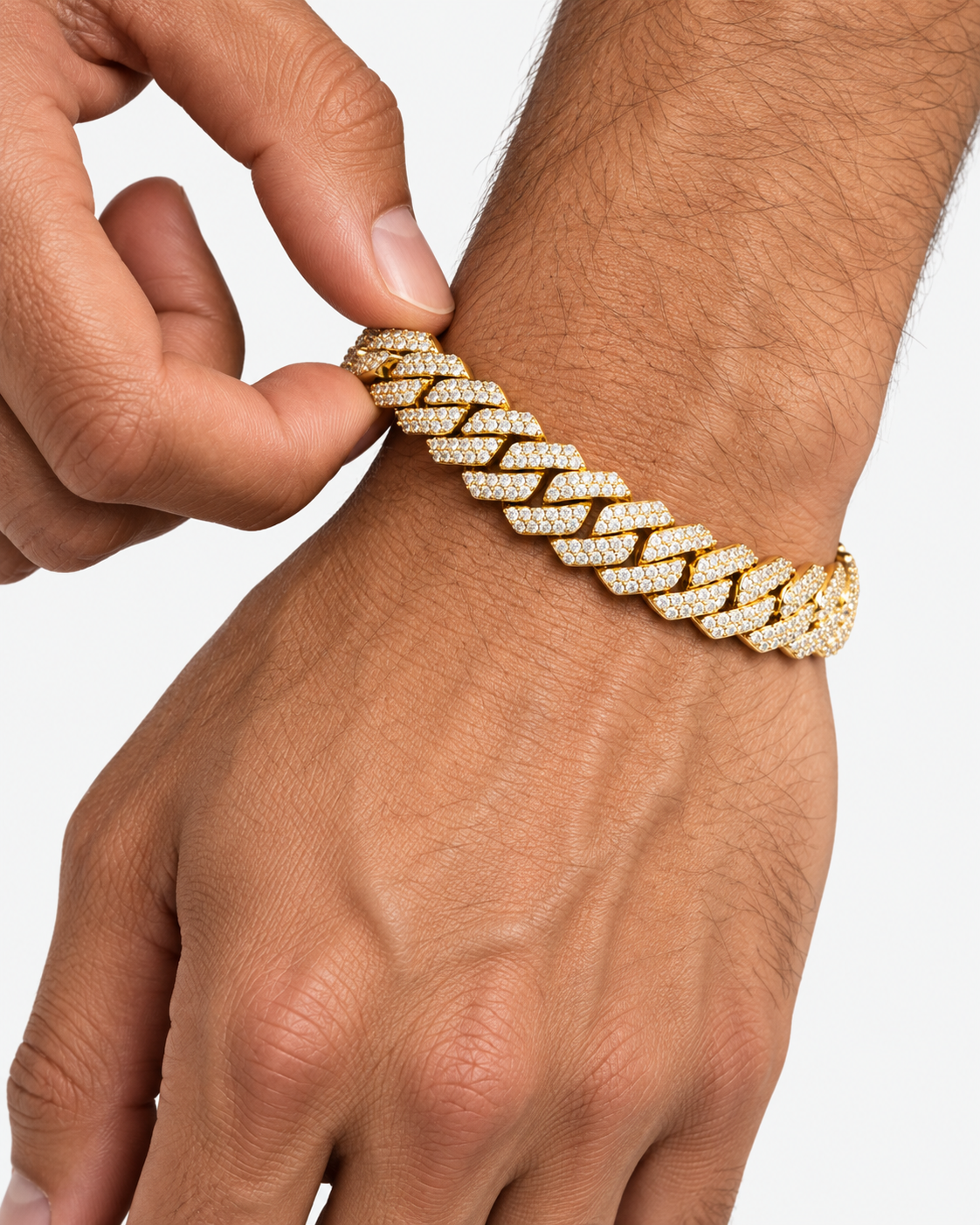 CUBAN ICE ARMBAND MOISSANITE S925 - GULD (Specialbeställning)