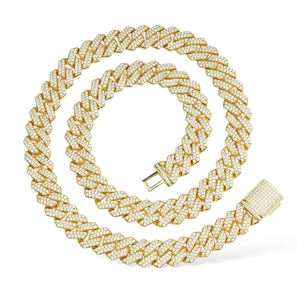 CUBAN ICE HALSBAND MOISSANITE S925 - GULD