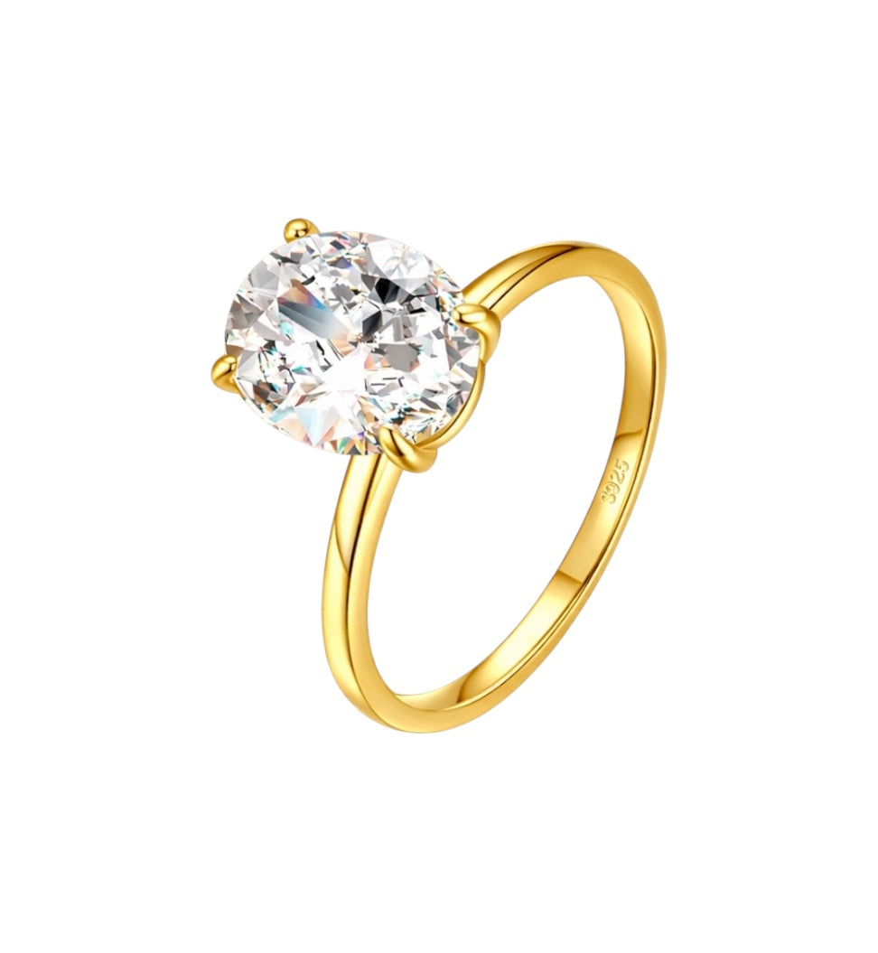 DIAMANT RING OVAL V2 MOISSANITE S925 - GULD