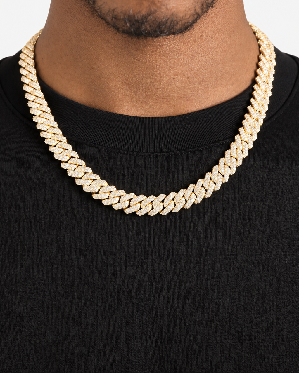 CUBAN ICE HALSBAND MOISSANITE S925 - GULD (Specialbeställning)