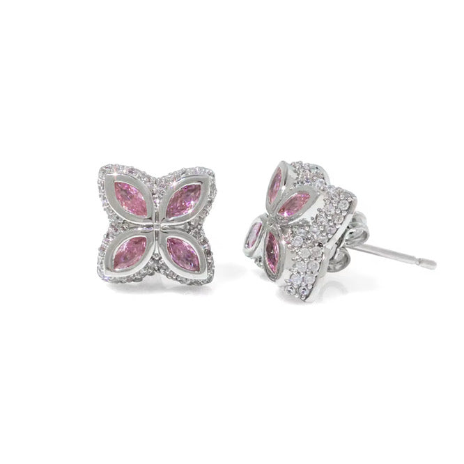 INFINITY FIORI DIAMANT ÖRHÄNGEN - SILVER/ROSA