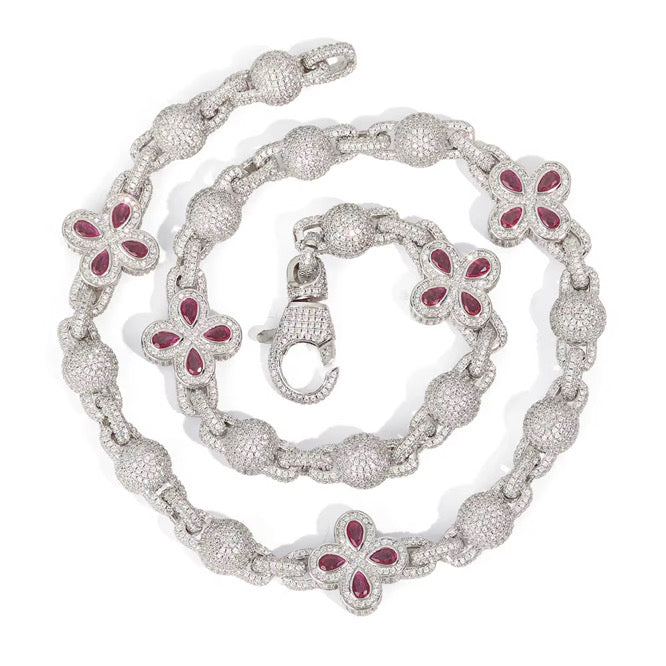 FIORI GLOBE DIAMANT HALSBAND - SILVER/RÖD