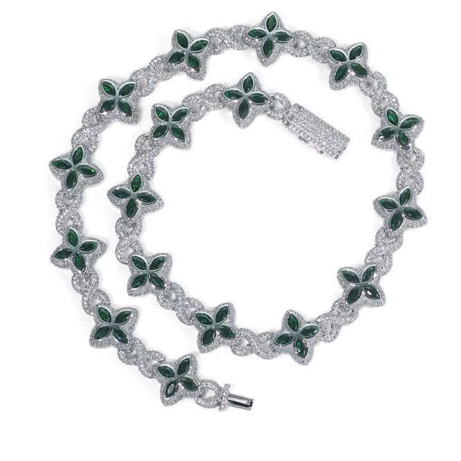 INFINITY FIORI DIAMANT HALSBAND - SILVER/GRÖN