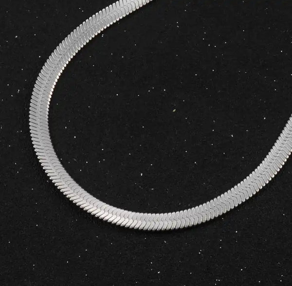 HALSBAND HERRINGBONE - SILVER (4MM)