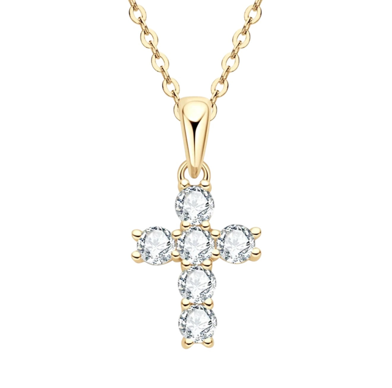 DIAMANT KORS HALSBAND MOISSANITE S925 - GULD