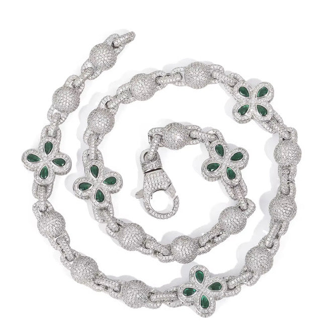 FIORI GLOBE DIAMANT HALSBAND - SILVER/GRÖN