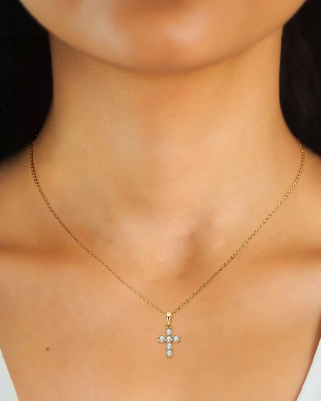 DIAMANT KORS HALSBAND MOISSANITE S925 - GULD