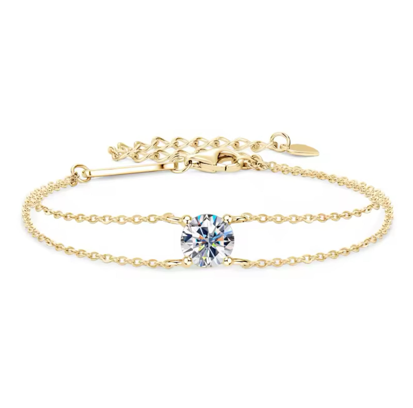 SINGEL DIAMANT ARMBAND MOISSANITE S925 - GULD