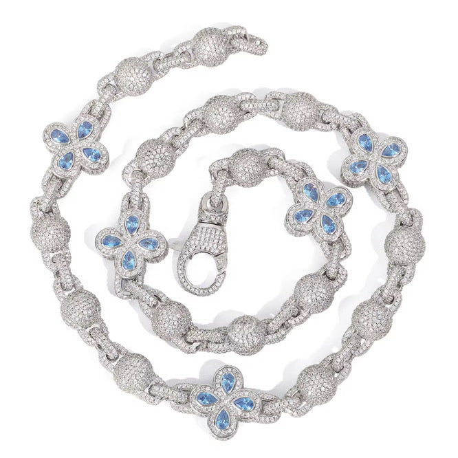 FIORI GLOBE DIAMANT HALSBAND - SILVER/BLÅ
