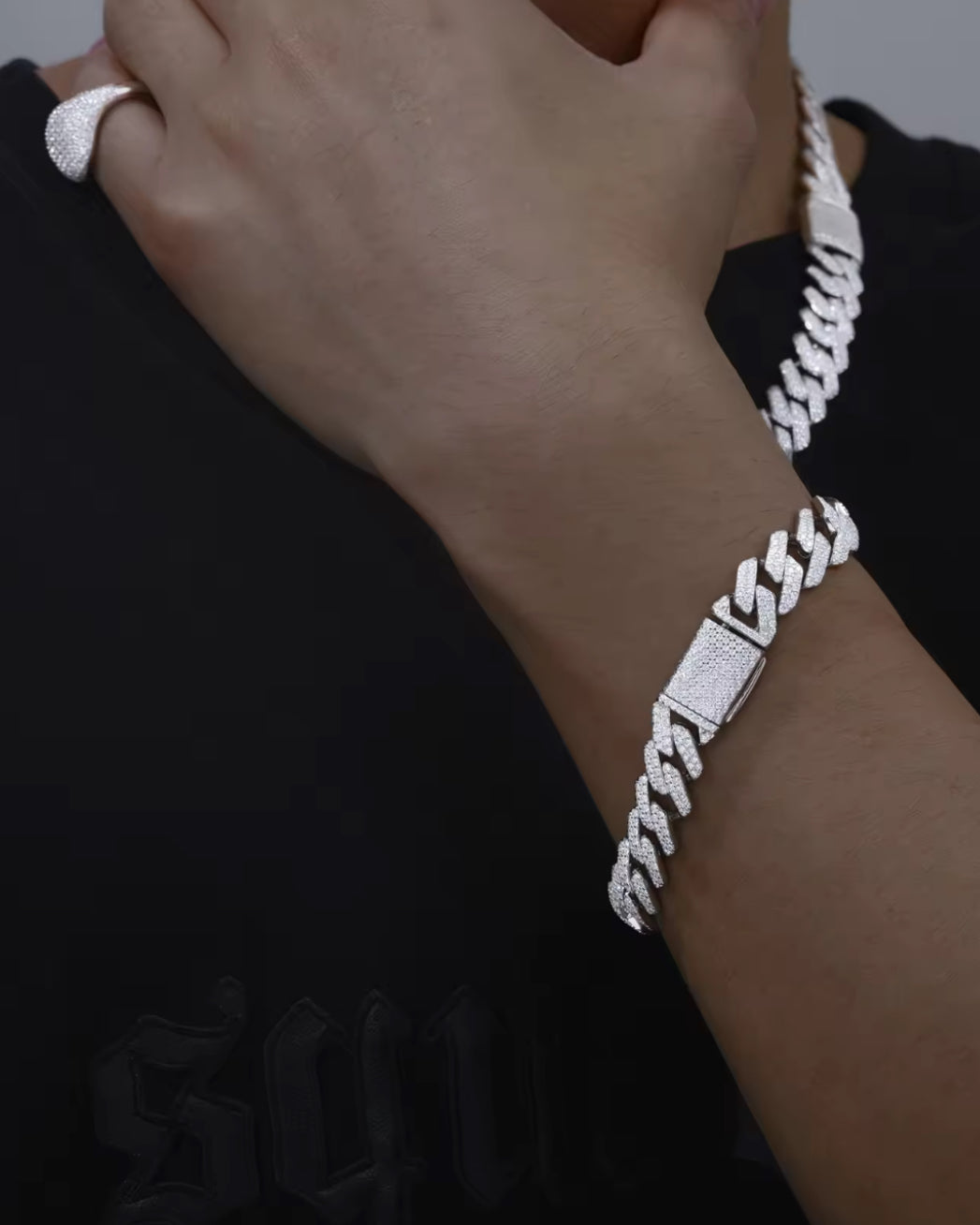 CUBAN ICE ARMBAND MOISSANITE S925 - SILVER (Specialbeställning)