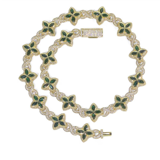 INFINITY FIORI DIAMANT HALSBAND - GULD/GRÖN
