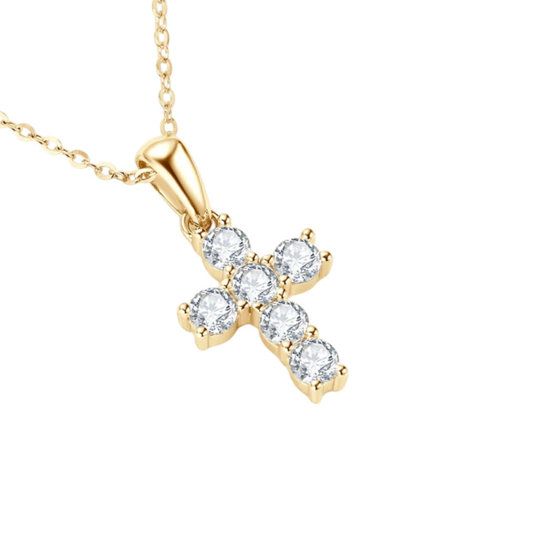 DIAMANT KORS HALSBAND MOISSANITE S925 - GULD