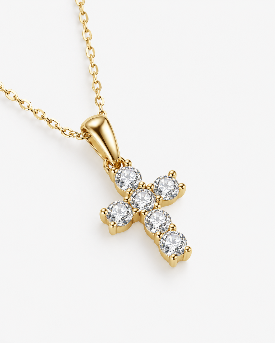 DIAMANT KORS HALSBAND MOISSANITE S925 - GULD