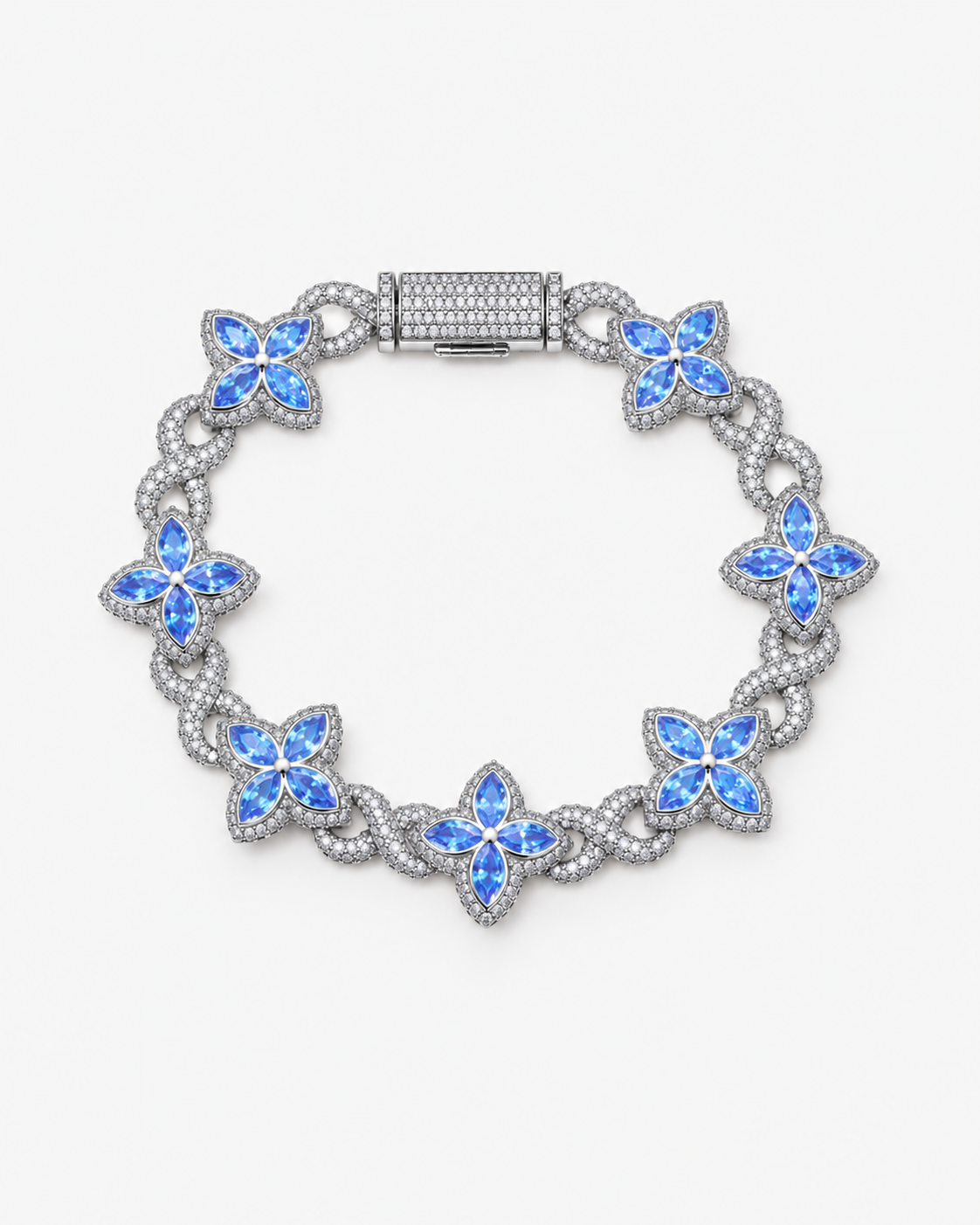 INFINITY FIORI DIAMANT ARMBAND - SILVER/BLÅ