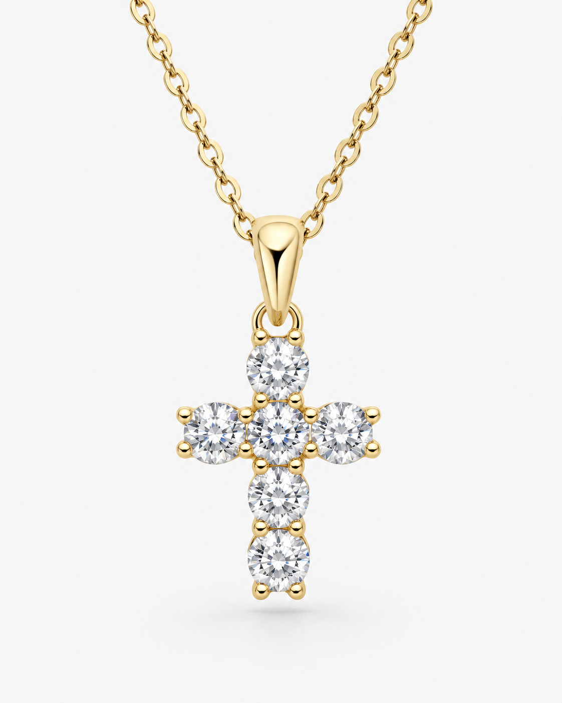 DIAMANT KORS HALSBAND MOISSANITE S925 - GULD