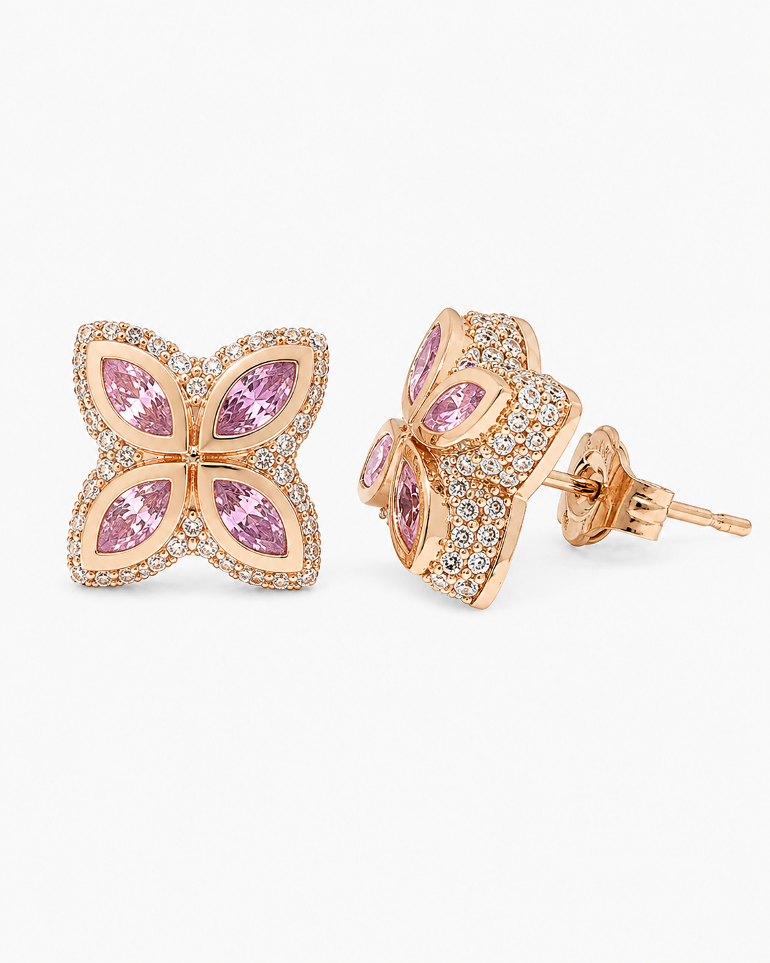 INFINITY FIORI DIAMANT ÖRHÄNGEN - ROSÉGULD/ROSA