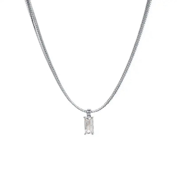 HALSBAND HERRINGBONE DIAMOND - SILVER