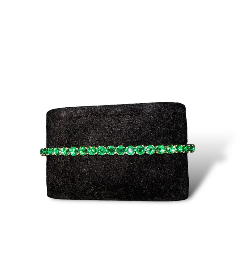 TENNIS ARMBAND - SILVER/GRÖN (4MM)