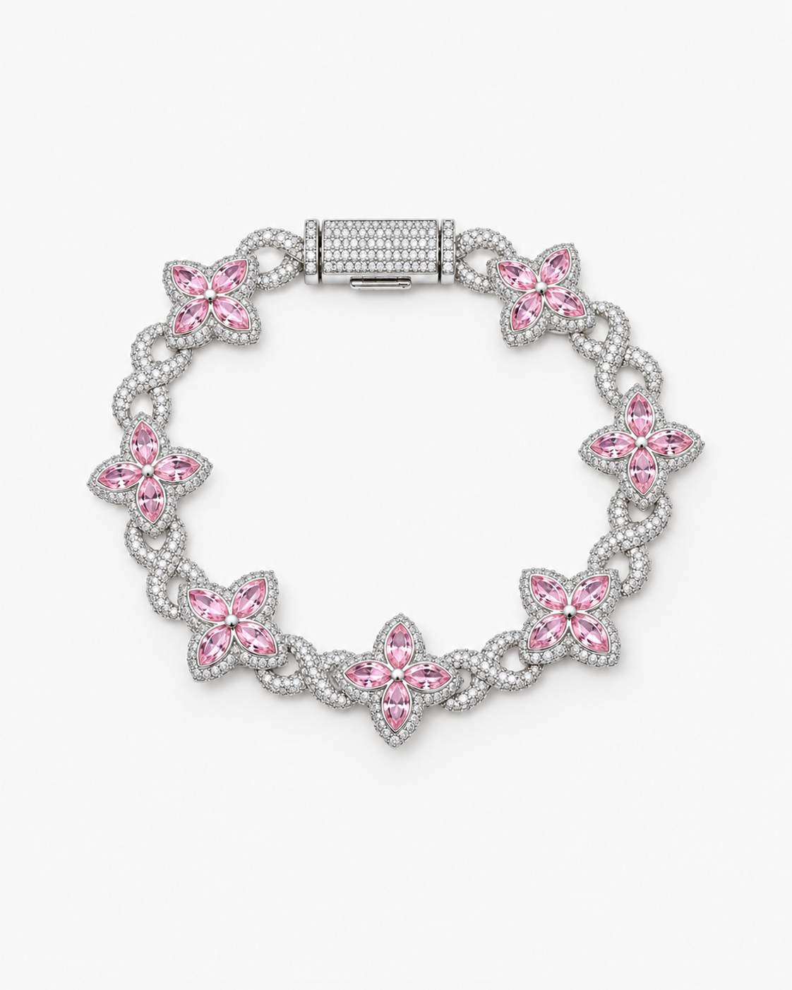 INFINITY FIORI DIAMANT ARMBAND - SILVER/ROSA